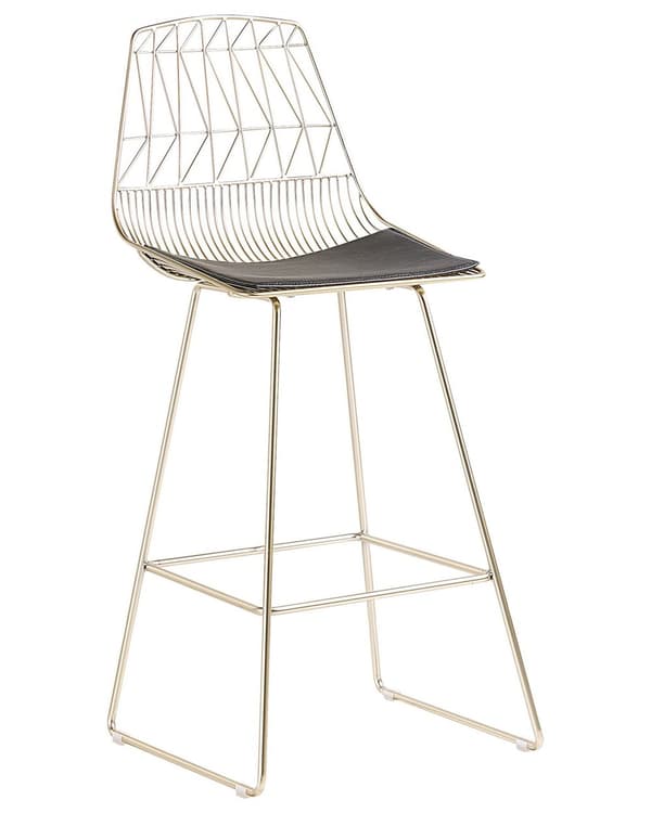 Set med 2 barstolar Guld Stålstomme Konstläder Höjd ribbrygg Modern design