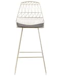 Miniatyrbild 5 av 9: Set med 2 barstolar Guld Stålstomme Konstläder Höjd ribbrygg Modern design