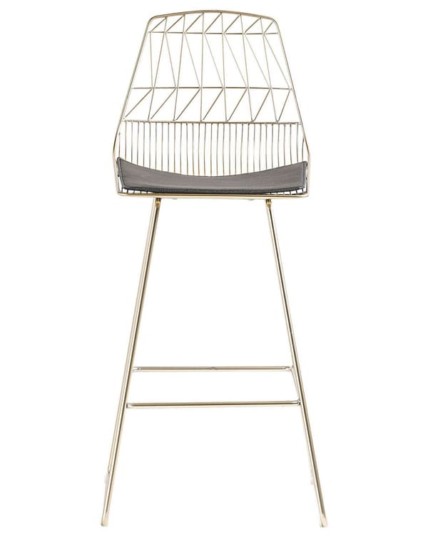 Set med 2 barstolar Guld Stålstomme Konstläder Höjd ribbrygg Modern design