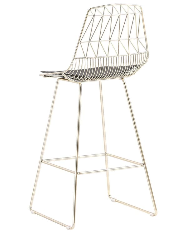 Set med 2 barstolar Guld Stålstomme Konstläder Höjd ribbrygg Modern design
