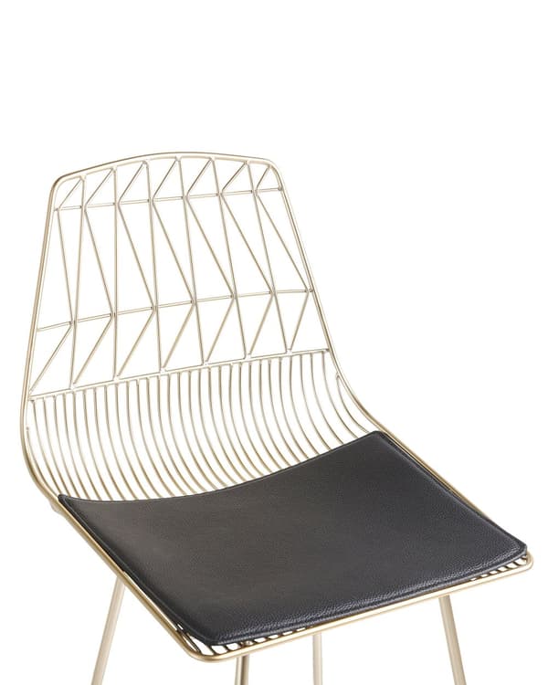 Set med 2 barstolar Guld Stålstomme Konstläder Höjd ribbrygg Modern design
