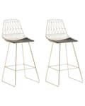 Miniatyrbild 1 av 9: Set med 2 barstolar Guld Stålstomme Konstläder Höjd ribbrygg Modern design