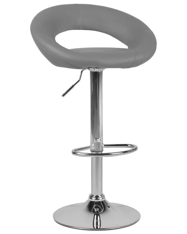 Set med 2 barstolar Grå Konstläder Fotpall Svängbar Gaslyft Justerbar höjd Minimalistisk