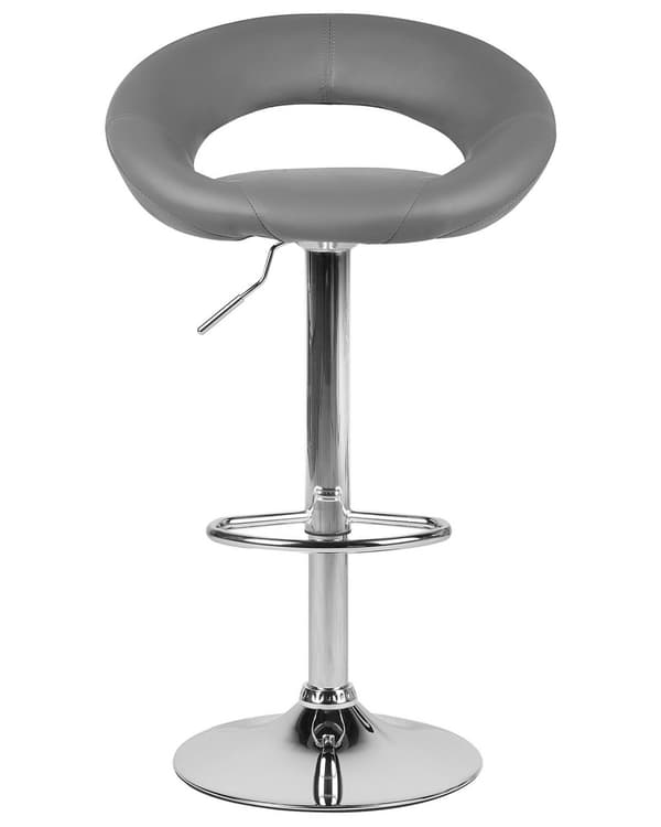 Set med 2 barstolar Grå Konstläder Fotpall Svängbar Gaslyft Justerbar höjd Minimalistisk