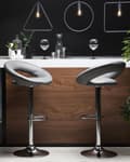 Miniatyrbild 2 av 9: Set med 2 barstolar Grå Konstläder Fotpall Svängbar Gaslyft Justerbar höjd Minimalistisk