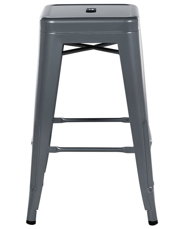 Barstol 2 st Grå Metall 60 cm Stapelbar Industriell