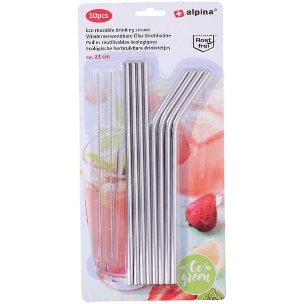 Ruostumattomasta teräksestä valmistetut / metalliset pillit 8-pack - uudelleenkäytettävät ja ympäristöystävälliset