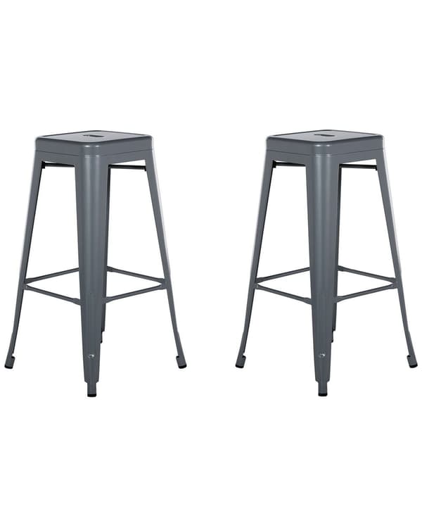Sæt med 2 barstole Grå metal 76 cm Stabelbar Skrankehøjde Industriel Moderne Stil