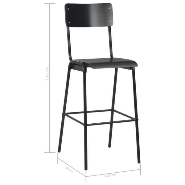 vidaXL Barstolar 4 st svart massiv plywood stål