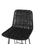 Miniatyrbillede 8 af 9: Barstole Sort Rattan med Sort Metalben Sæt 103 x 47 x 43 Flet Stole til Køkkenø Træ med Ryglæn Fodstøtte og Anti Rids Dupper Inspireret Boho