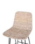Miniatyrbillede 8 af 9: Barstole Beige Rattan med Sort Metalben Sæt 103 x 47 x 43 Flet Stole til Køkkenø Træ med Ryglæn Fodstøtte og Anti Rids Dupper Inspireret Boho