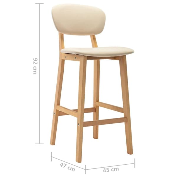 vidaXL barstole 2 stk. stof cremefarvet