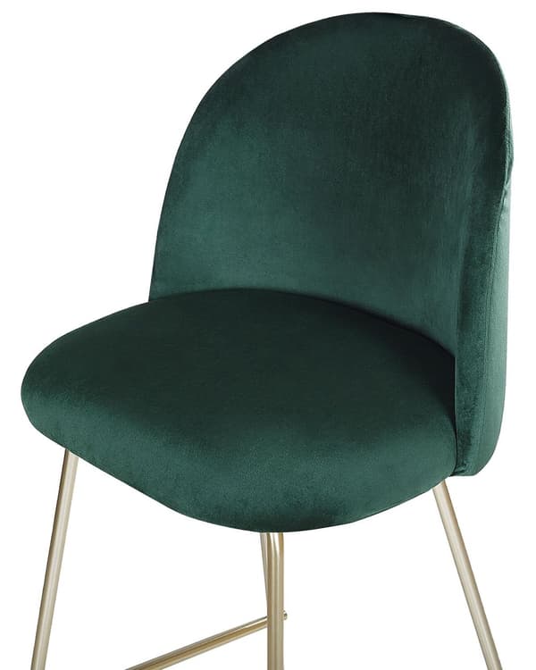 Set av 2 Barstolar Grön Sammetsklädsel Guld Stålram Höjd Sits Matsal Möbler Glam Design