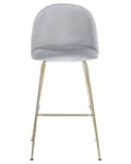 Miniatyrbild 5 av 9: Set av 2 Barstolar Grå Sammetsklädsel Guld Stålram Höjd Sits Matsal Möbler Glam Design