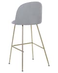 Miniatyrbild 6 av 9: Set av 2 Barstolar Grå Sammetsklädsel Guld Stålram Höjd Sits Matsal Möbler Glam Design