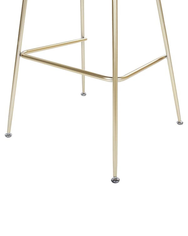 Barstole Grå Velour Stof med Guld Stålstel Sæt af 2 114 x 54 x 52 cm Moderne Blød Retro Design Køkken Spisestuemøbel Indretning Skandinavisk