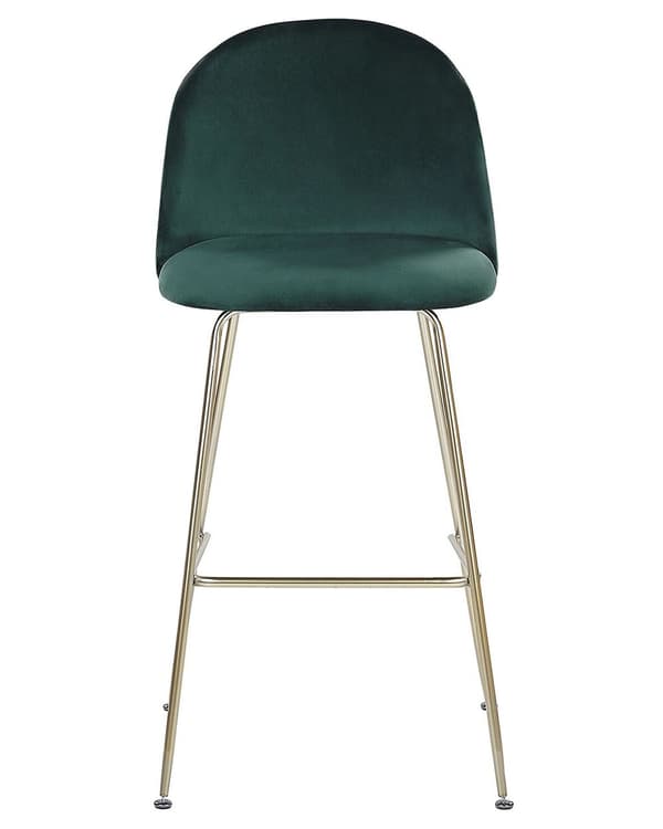 Barstole Grøn Velour Stof med Guld Stålstel Sæt af 2 114 x 54 x 52 cm Moderne Blød Retro Design Køkken Spisestuemøbel Indretning Skandinavisk