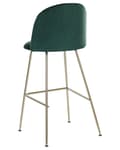 Miniatyrbillede 6 af 9: Barstole Grøn Velour Stof med Guld Stålstel Sæt af 2 114 x 54 x 52 cm Moderne Blød Retro Design Køkken Spisestuemøbel Indretning Skandinavisk