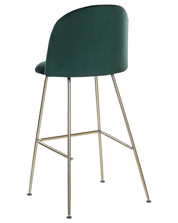 Barstole Grøn Velour Stof med Guld Stålstel Sæt af 2 114 x 54 x 52 cm Moderne Blød Retro Design Køkken Spisestuemøbel Indretning Skandinavisk