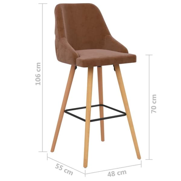 vidaXL Barstolar 2 st brun sammet