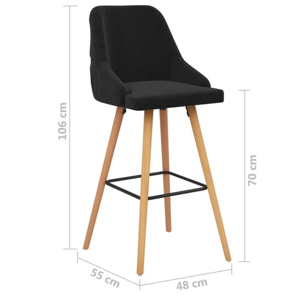 vidaXL barstole 2 stk. fløjl sort