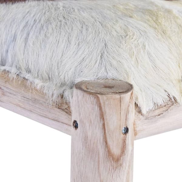 vidaXL Barstol äkta getskinn och massiv teak