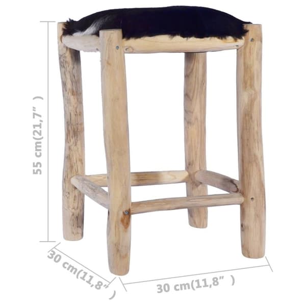 vidaXL Barstol äkta getskinn och massiv teak