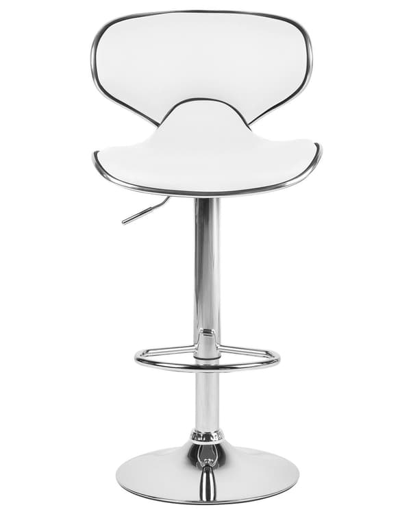 Barstole Hvid Polstret Læder Sæt 89/100 x 35 x 45 cm Høj Køkkenstol med Ryglæn og Drejelig Gaslift Justerbar til Restaurant Spisestue Dekor