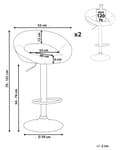 Miniatyrbillede 3 af 9: Barstole Grå Læder Sølv Blank Metal Sæt Høj Køkkenstol Drejefunktion med Ryglæn Fodstøtte Gaslift Justerbar Counterstole til Køkkenø Barbord