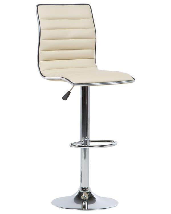 Baarijakkara vaalea beige 40 x 90-116 x 39 cm keinonahka metalli 2 kpl säädettävä pyörivä