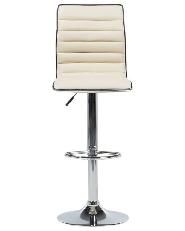 Baarijakkara vaalea beige 40 x 90-116 x 39 cm keinonahka metalli 2 kpl säädettävä pyörivä
