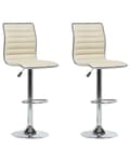 Pikkukuva 1 / 11: Baarijakkara vaalea beige 40 x 90-116 x 39 cm keinonahka metalli 2 kpl säädettävä pyörivä