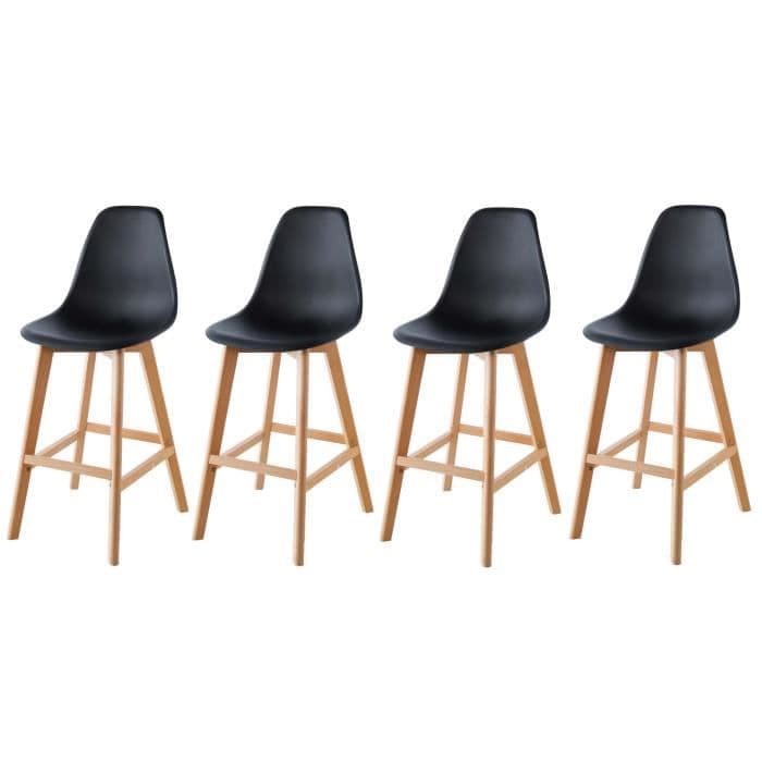 SACHA Sæt med 4 afføring - bøgfødder - sort - L 45,5 x D 56 x H 102 cm