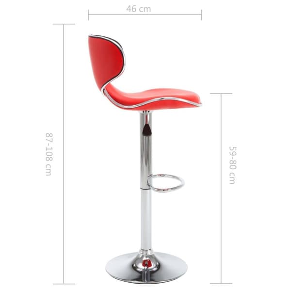 vidaXL 323645 Bar Stools 2 pcs Red Faux Leather
