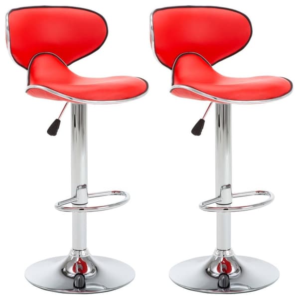 vidaXL 323645 Bar Stools 2 pcs Red Faux Leather