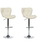 Miniatyrbild 1 av 11: Set med 2 barstolar Beige Konstläder Svängbar höjd Justerbar Modern Köksbarstol