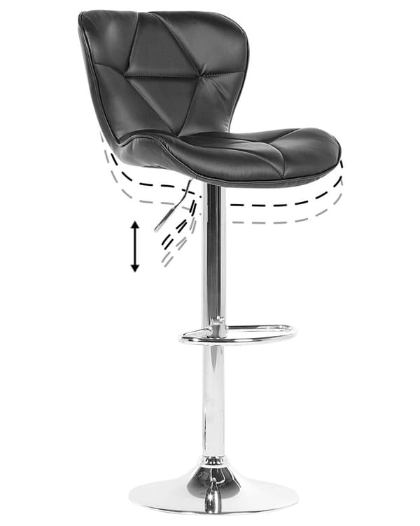 Set med 2 barstolar Svart Konstläder Svängbar höjd Justerbar Modern Köksbarstol