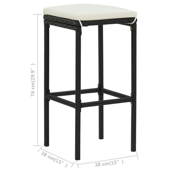 vidaXL barstole med hynder 6 stk. polyrattan sort