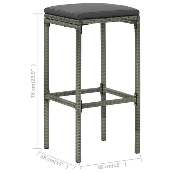 vidaXL barstole med hynder 6 stk. polyrattan grå