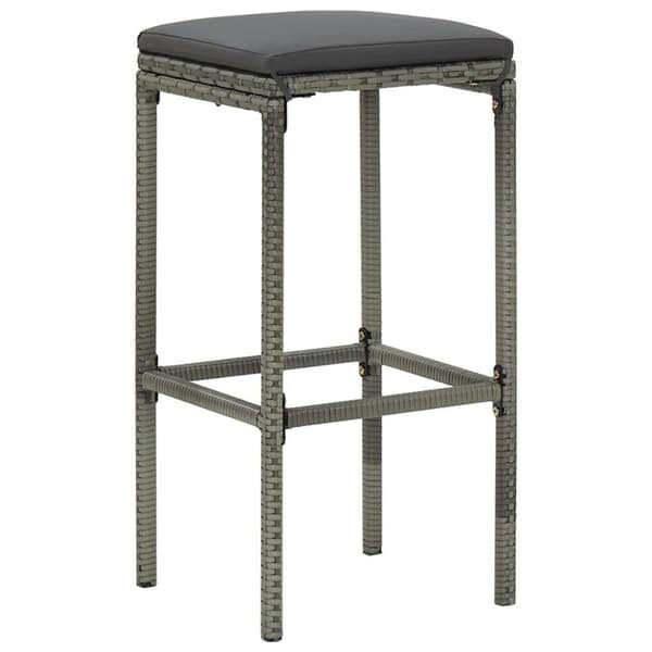 vidaXL barstole med hynder 6 stk. polyrattan grå
