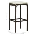 Miniatyrbillede 8 af 8: vidaXL barstole med hynder 3 stk. polyrattan brun