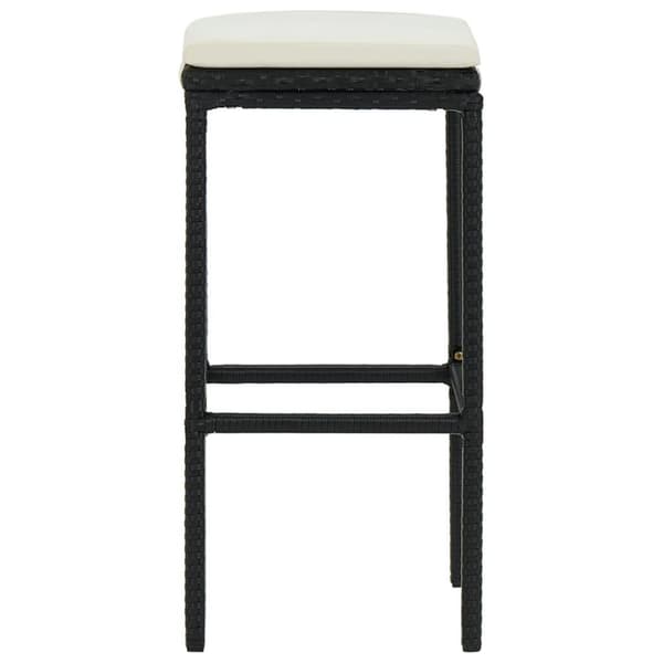 vidaXL barstole med hynder 3 stk. polyrattan sort