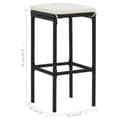 Miniatyrbillede 8 af 8: vidaXL barstole med hynder 3 stk. polyrattan sort