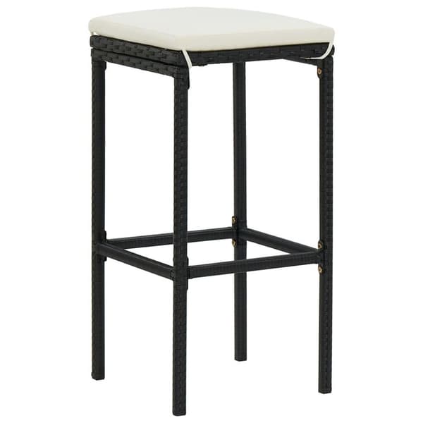 vidaXL barstole med hynder 3 stk. polyrattan sort