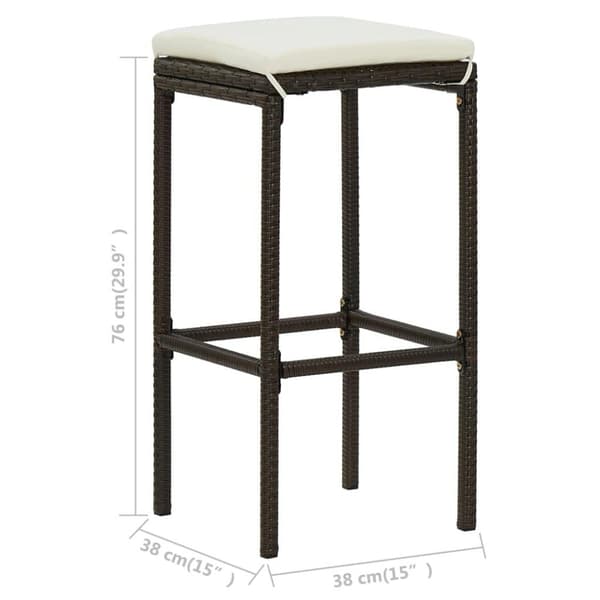 vidaXL barstole med hynder 2 stk. polyrattan brun