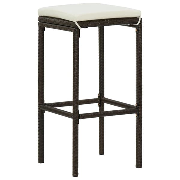 vidaXL barstole med hynder 2 stk. polyrattan brun
