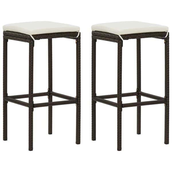 vidaXL barstole med hynder 2 stk. polyrattan brun