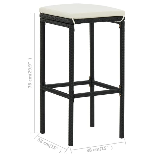 vidaXL barstole med hynder 2 stk. polyrattan sort