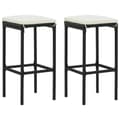 Miniatyrbillede 1 af 8: vidaXL barstole med hynder 2 stk. polyrattan sort