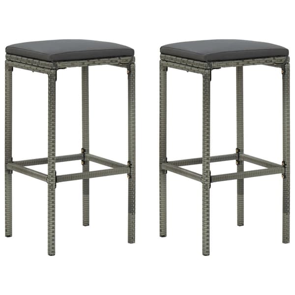 vidaXL barstole med hynder 2 stk. polyrattan grå